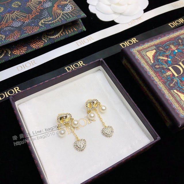 Dior飾品 迪奧經典熱銷款施華洛水晶鑽愛心珍珠耳環耳釘  zgd1480